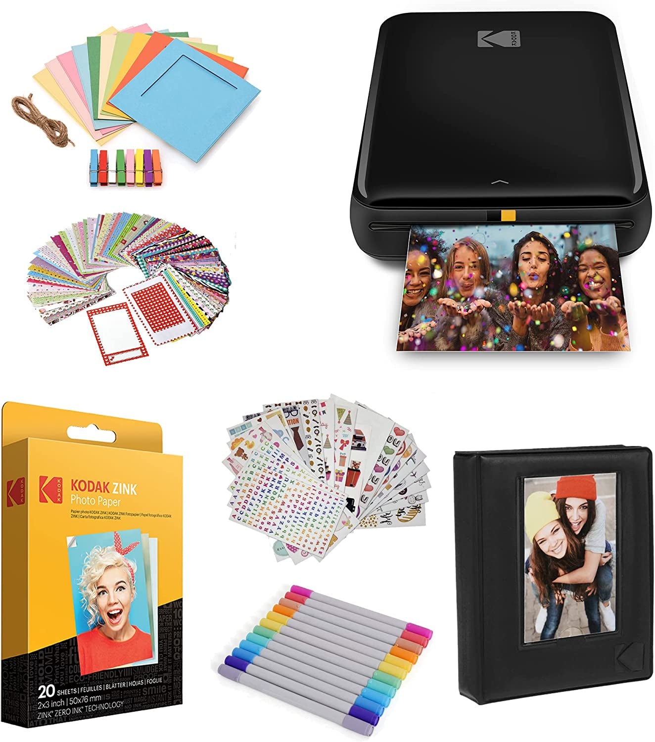 KODAK Step Instant Photo Printer - Wireless Mobile Printing with Zero Ink Technology for iOS & Android (Black) - Perfect Starter Bundle for Instant Memories
